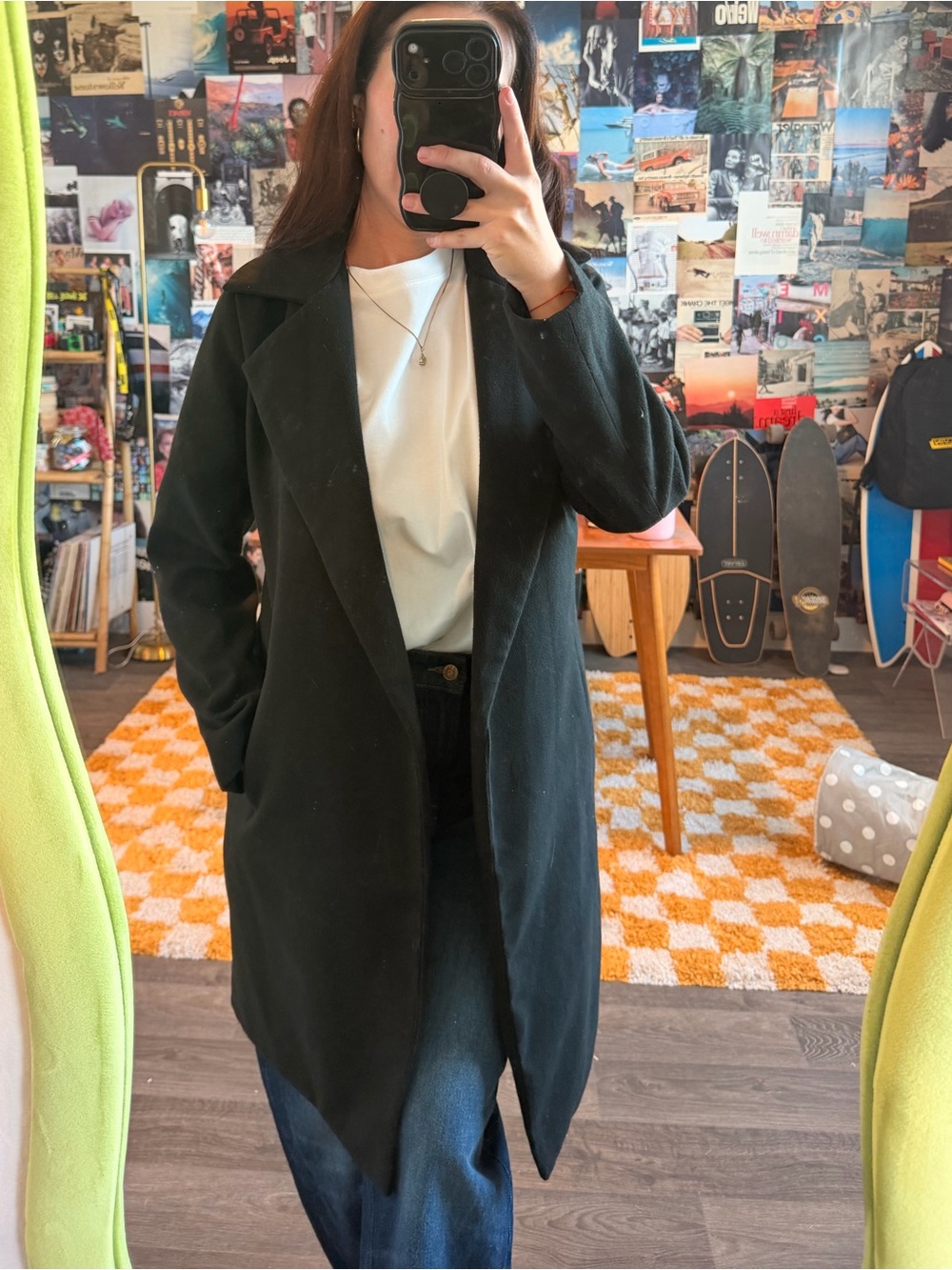 Fashion Nova Black Long Trench Coat